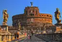 Castel Sant'Angelo seen from the bridge, between two angel statues