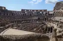 The rebuilt arena floor inside the Colosseum, seen from the stands