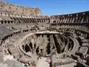 Wide view of the Colosseum interior and the walls of the rooms under the arena