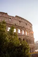 The Colosseum in warm late light, with a tree in front