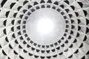 The square coffers of the Pantheon dome seen from below