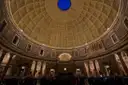 Inside the Pantheon: the coffered dome with the round opening at its top