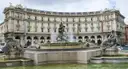Piazza della Repubblica in Rome with its round fountain and curved arcades