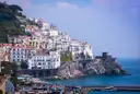 The town of Amalfi on its cliff above the sea on the Amalfi Coast