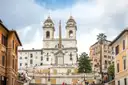 The Spanish Steps leading up to the Trinità dei Monti church and its obelisk