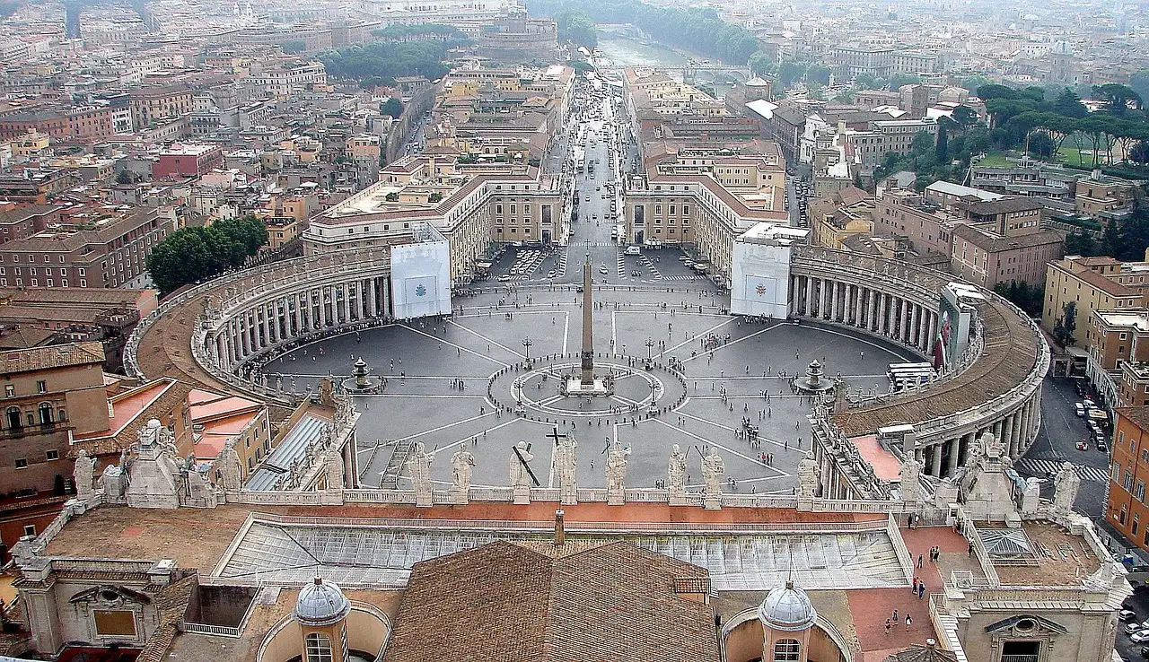 St. Peter's Square and its colonnade seen from the top of the dome