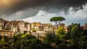 The old town of Tivoli on its hill, with an ancient temple among the houses