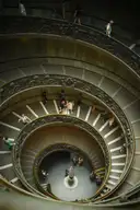 The spiral staircase of the Vatican Museums seen from above