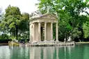 The Temple of Aesculapius on the lake in the Villa Borghese park
